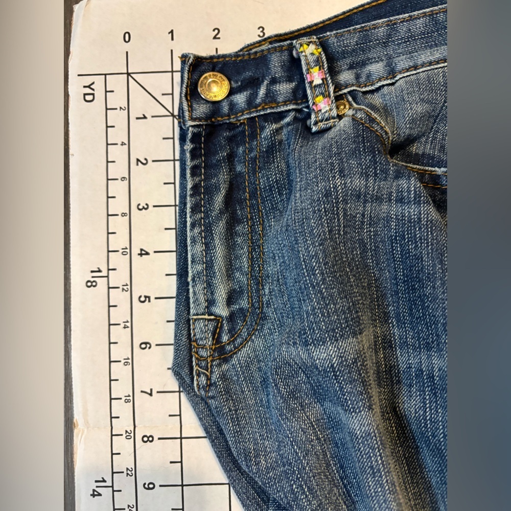 RARE 7 For All Mankind + Zac Posen Blue Flare Jeans with Botanical Embroidery - Picture 15 of 15